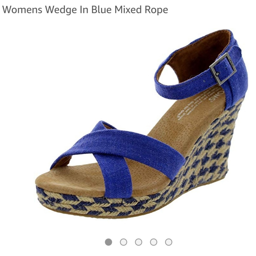 Toms wedge sandals 7.5 M blue mixed rope